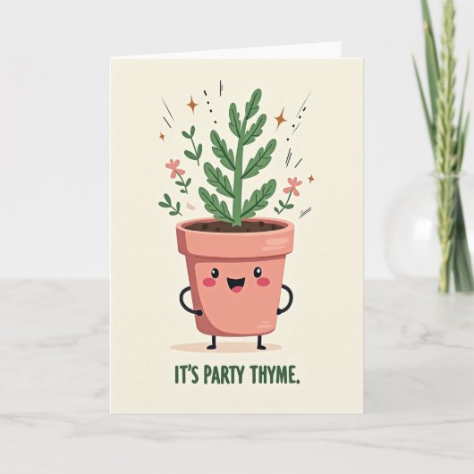 Carte d'anniversaire de plante joyeuse (Devant)
