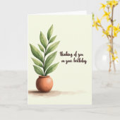 Carte d'anniversaire de plante tranquille (Fleur jaune)