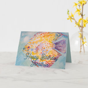 Carte d'anniversaire de poisson de couleur arc-en-
