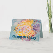 Carte d'anniversaire de poisson de couleur arc-en- (Devant)