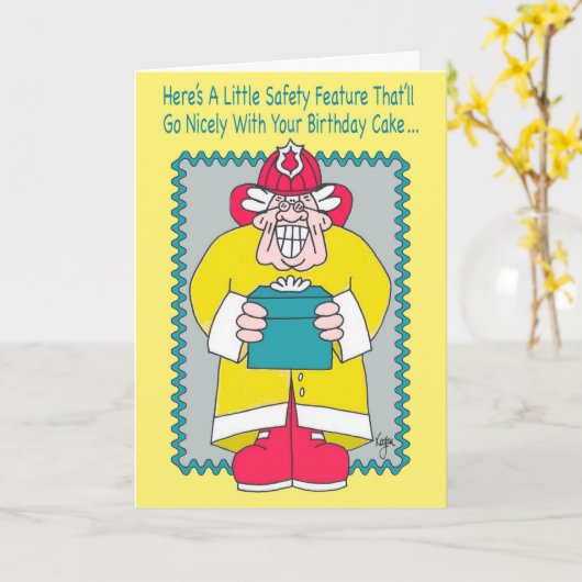 Carte d'anniversaire de POMPIER (Fleur jaune)