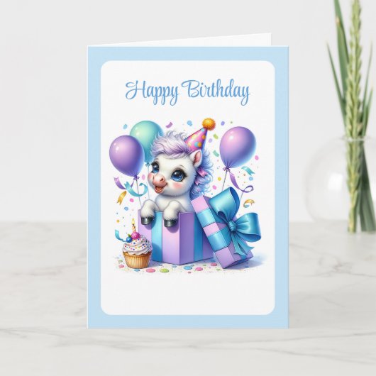 Carte d'anniversaire de poney (Devant)