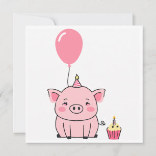 Carte d'anniversaire de porc