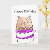 Carte d'anniversaire de porc (Fleur jaune)