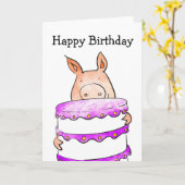 Carte d'anniversaire de porc (Fleur jaune)
