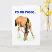 Carte d'anniversaire de "poulain" pour la nièce (Fleur jaune)