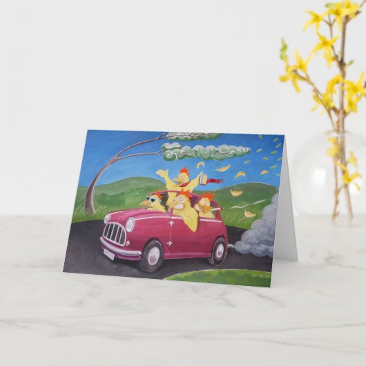Carte d'anniversaire de poulet (Fleur jaune)