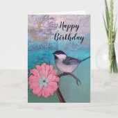 Carte d'anniversaire de poulet à carreaux noirs (Devant)