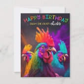 Carte d'anniversaire de poulet arc-en-ciel (Devant)