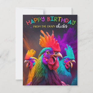 Carte d'anniversaire de poulet arc-en-ciel