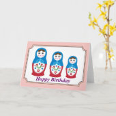 Carte d'anniversaire de poupée russe (Fleur jaune)