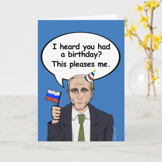 Carte d'anniversaire de Poutine - Ça me plaît - -  (Fleur jaune)