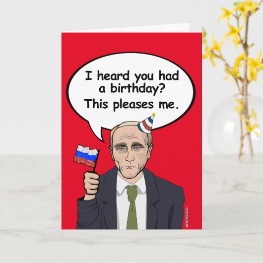 Carte d'anniversaire de Poutine - Ça me plaît - -  (Fleur jaune)