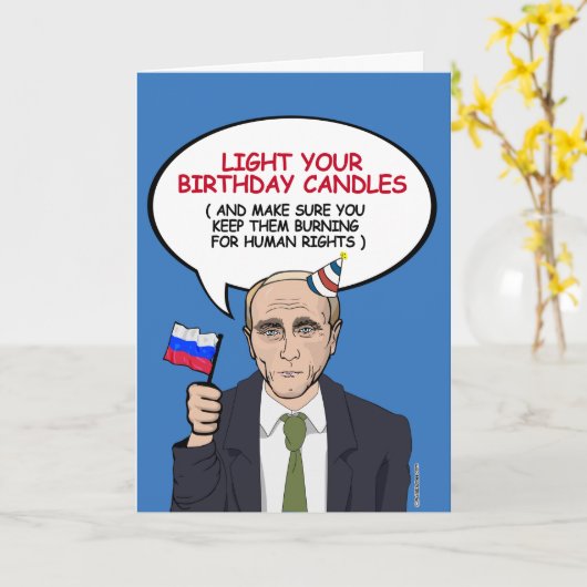 Carte d'anniversaire de Poutine - Gardez vos bougi (Fleur jaune)