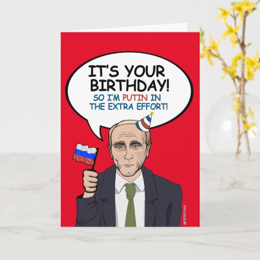 Carte d'anniversaire de Poutine - Je suis Poutine (Fleur jaune)