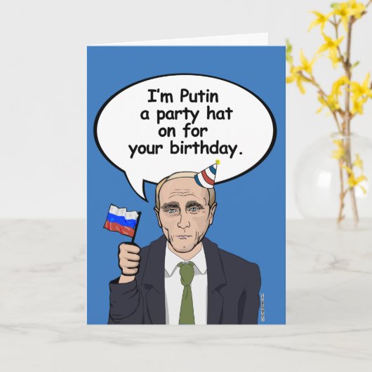 Carte d'anniversaire de Poutine - Je suis Poutine (Fleur jaune)
