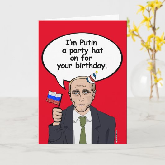 Carte d'anniversaire de Poutine - Je suis Poutine (Fleur jaune)