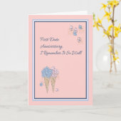 Carte d'anniversaire de premier rendez-vous Pêche  (Fleur jaune)