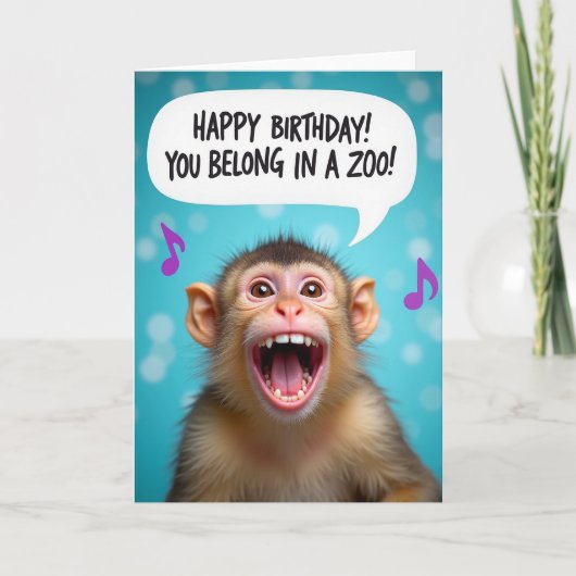Carte d'anniversaire de primate espiègle (Devant)