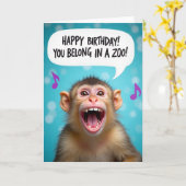Carte d'anniversaire de primate espiègle (Fleur jaune)