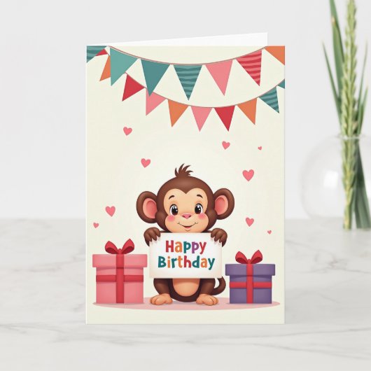 Carte d'anniversaire de primate mignon (Devant)