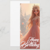 Carte d'anniversaire de princesse en rose (Devant / Derrière)