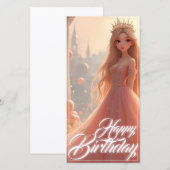 Carte d'anniversaire de princesse en rose (Devant / Derrière)