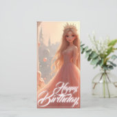 Carte d'anniversaire de princesse en rose (Debout devant)