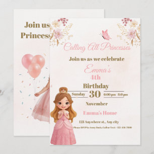 Carte d'anniversaire de princesse enchantée pour f