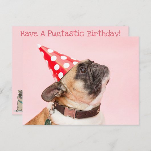 Carte d'anniversaire de Pug (Devant / Derrière)