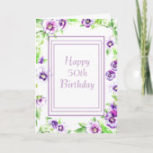 Carte d'anniversaire de Purple Pansy Watercolor (Devant)