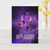 Carte d'anniversaire de Purple Space Leo (Fleur jaune)