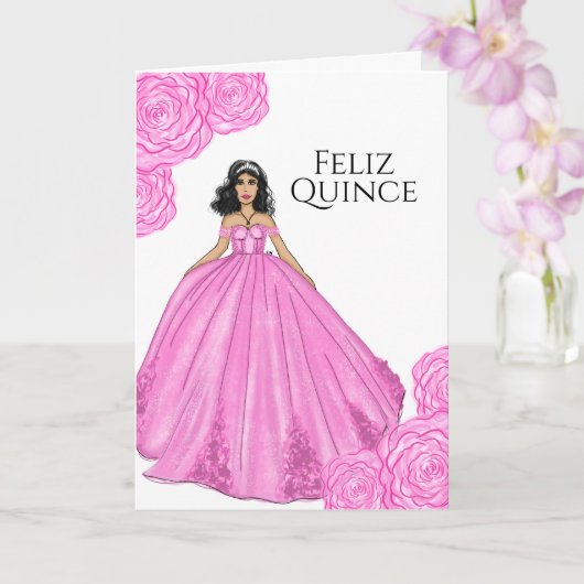 Carte d'anniversaire de Quinceanera rose (Orchidée)