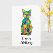 Carte d'anniversaire de Rainbow Cat (Fleur jaune)