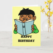 Carte d'anniversaire de rat de bibliothèque (Fleur jaune)