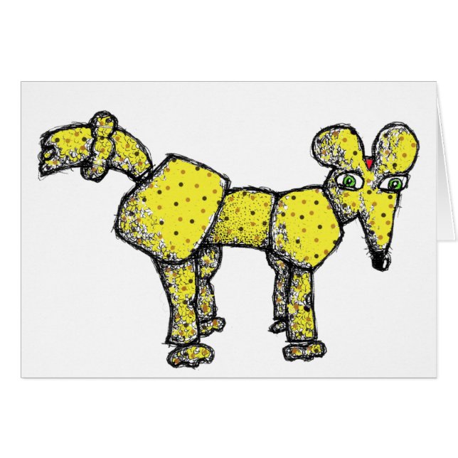 Carte d'anniversaire de rat de caniche d'art de (Devant horizontal)