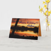 Carte d'anniversaire de réflexion de coucher du (Fleur jaune)