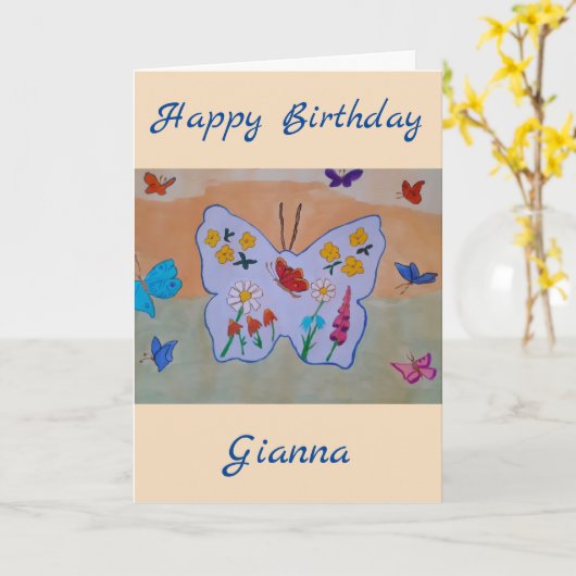 Carte d'anniversaire de rêve papillon (Fleur jaune)