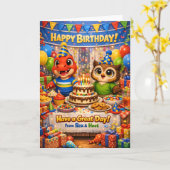 Carte d'anniversaire de Rex et Hoot (Fleur jaune)