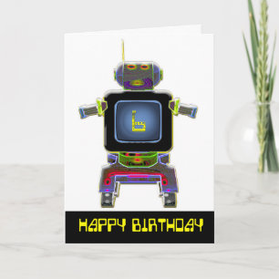 Carte d'anniversaire de robot 6 ans