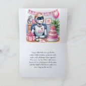Carte d'anniversaire de robot de filles de technol (Intérieur)