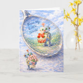 Carte d'anniversaire de robot fantaisiste (Fleur jaune)