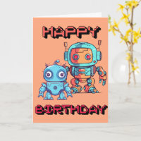 Carte d'anniversaire de robot mignon pour enfants