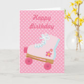 Carte d'anniversaire de Rollerskate Dots roses (Fleur jaune)