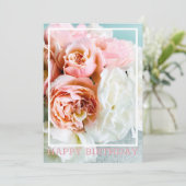 Carte d'anniversaire de roses douces et blanches (Debout devant)