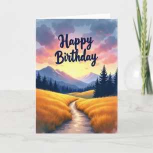 Carte d'anniversaire de route panoramique