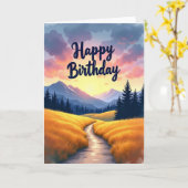 Carte d'anniversaire de route panoramique (Fleur jaune)