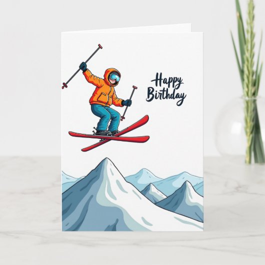 Carte d'anniversaire de saut à ski (Devant)