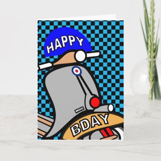 Carte d'anniversaire de scooter de mod (Devant)