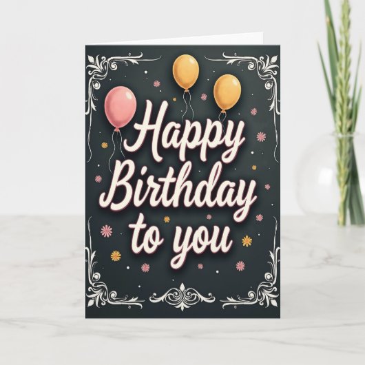 Carte d'anniversaire de script de tableau noir (Devant)